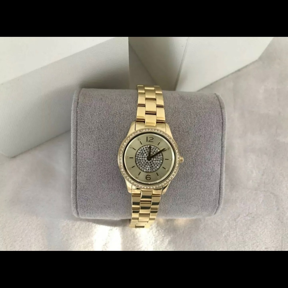 (No battery) Michael Kors Runway Two-Hand Gold-tone 28mm Watch